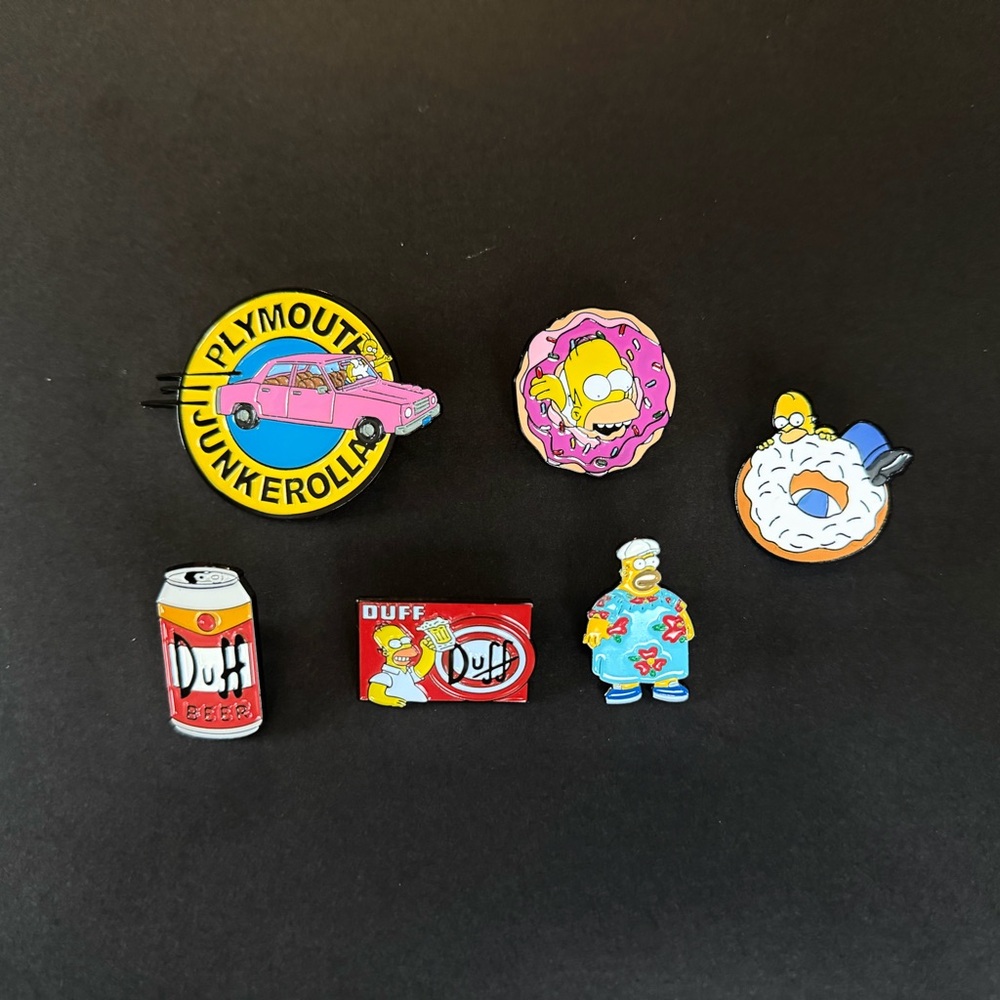 Kids Trading Card Pin Set - Pink, Yellow, Blue Simulated Designs
